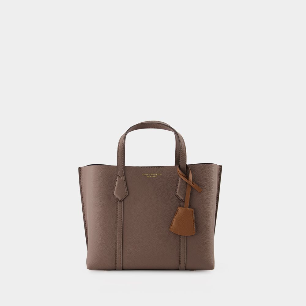 Tory Burch Perry Small Tote Bag - - Clam Shell - Leather In Brown