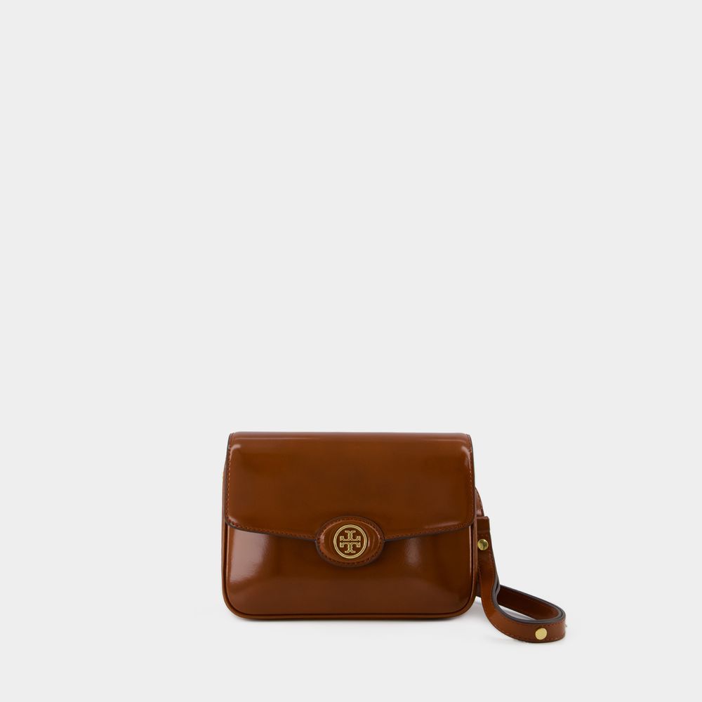 Tory Burch Shoulder Bag With Adjustable Strap And Smooth Finish In Brown