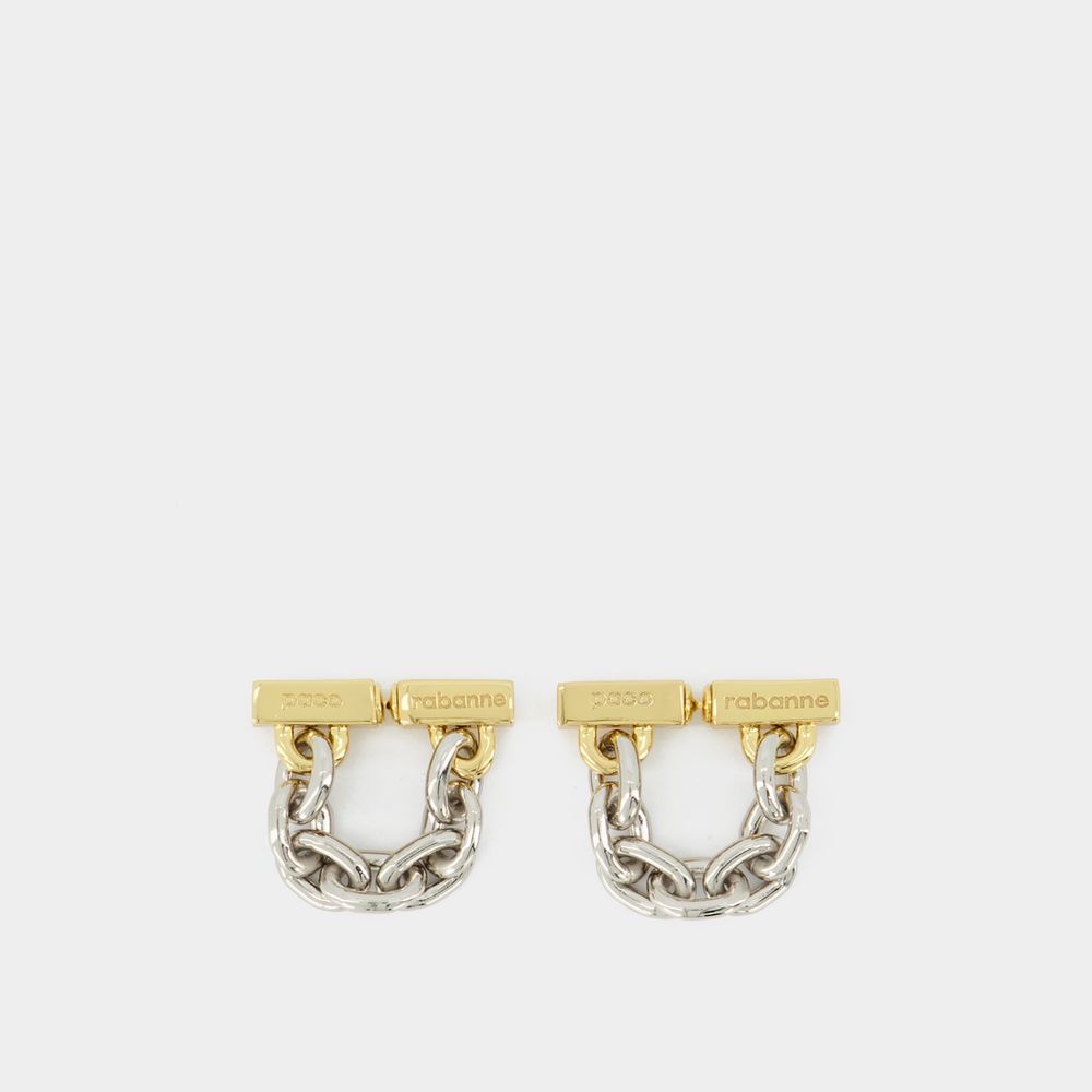 Shop Rabanne Xl Link Chain Earring - Paco  - Silver/gold - Metal