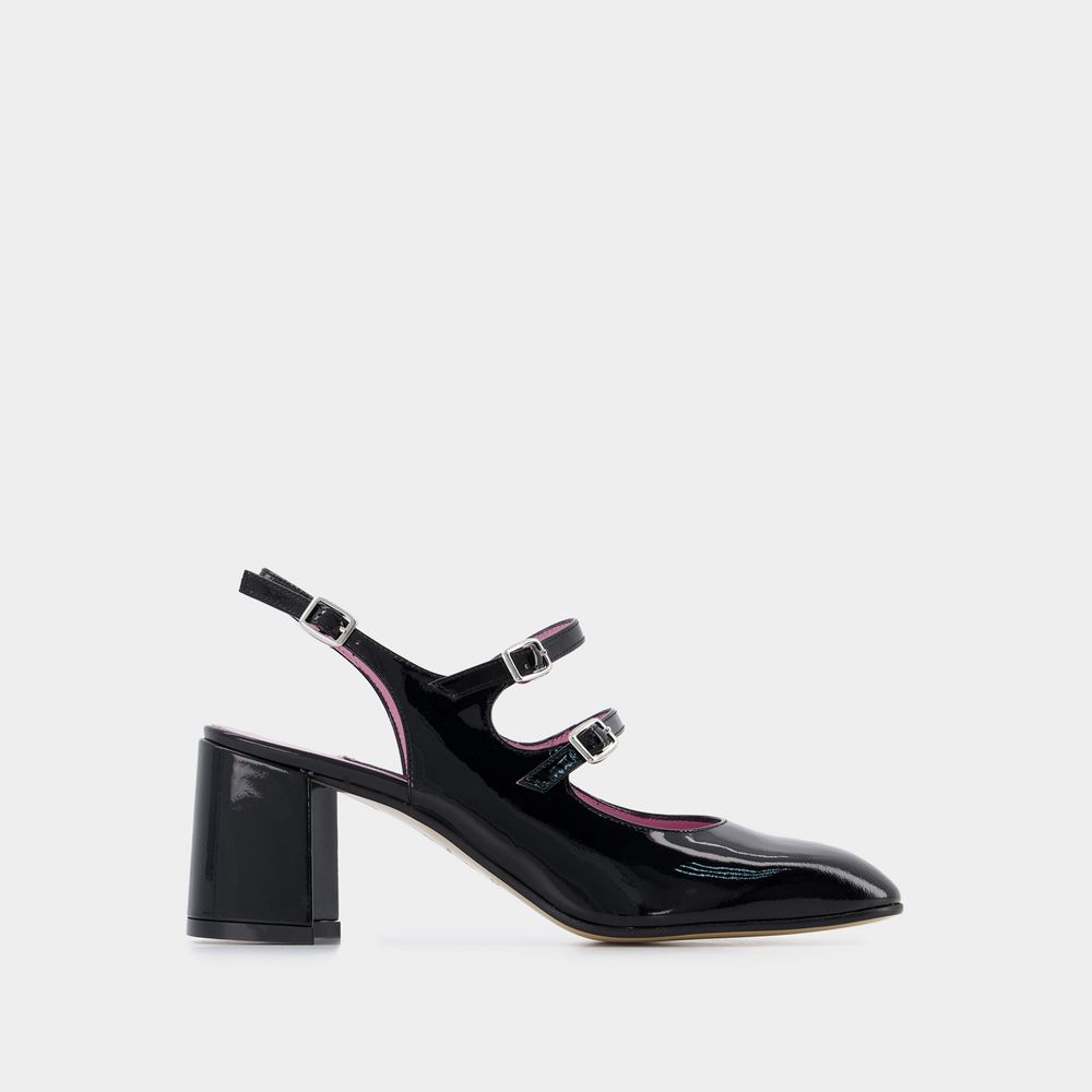 Carel Banana Leather Mary Jane Slingback Pumps In Black