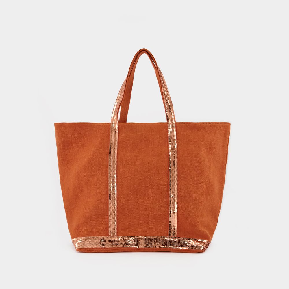 Vanessa Bruno Cabas L Tote Bag -  -  Mandarine - Linen In Brown