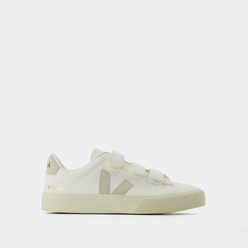 Shop Veja Recife Logo Sneakers -  - White/beige - Leather In Multicoloured