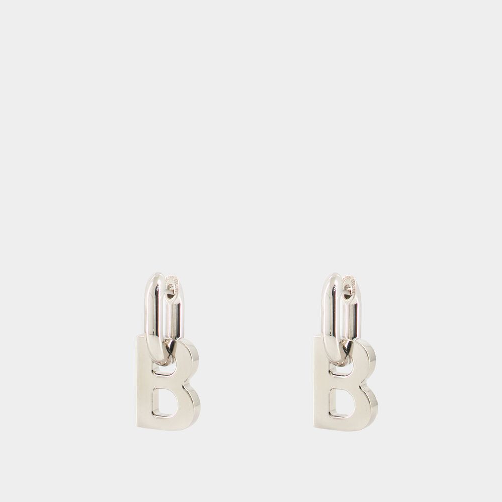 Balenciaga B Chain Xs Earp Earring - - Slick Silver In Silver