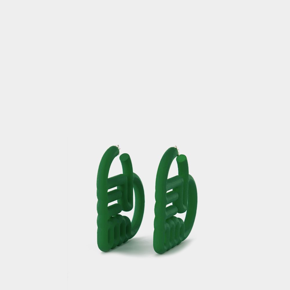 Ester Manas Pair Of Logo Hoop Green Nylon