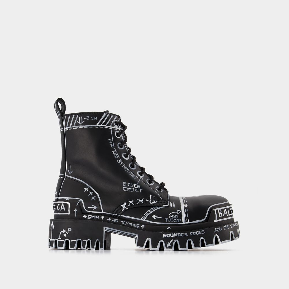 Shop Balenciaga Strike L20 Ankle Boots -  -  Black/white - Leather