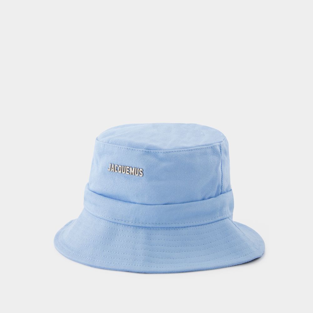 Jacquemus Le Bob Gadjo Cotton Logo Bucket Hat In Blue