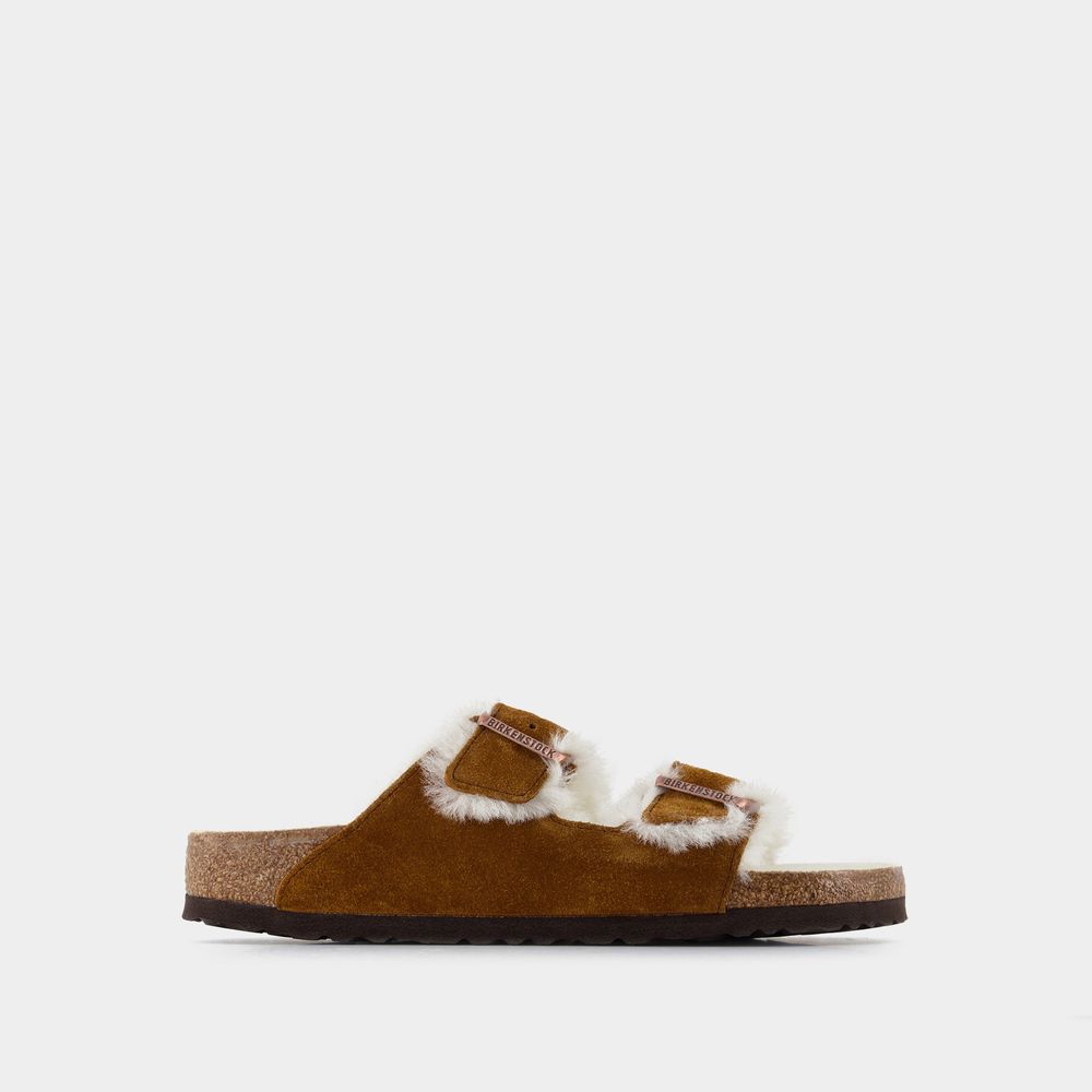 Birkenstock Arizona Sandals -  - Sherling - Leather In Beige