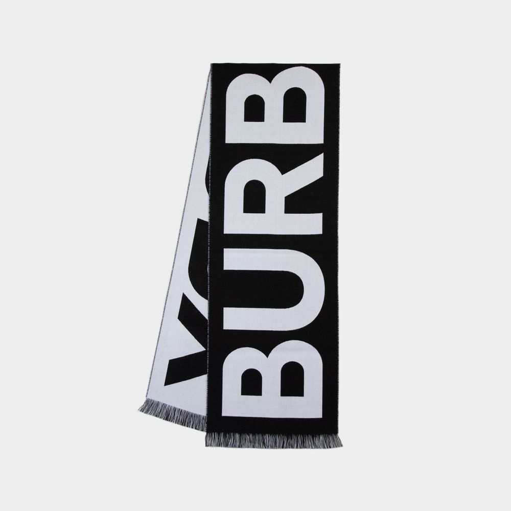 Shop Burberry Logo Scarf -  - Wool - Black
