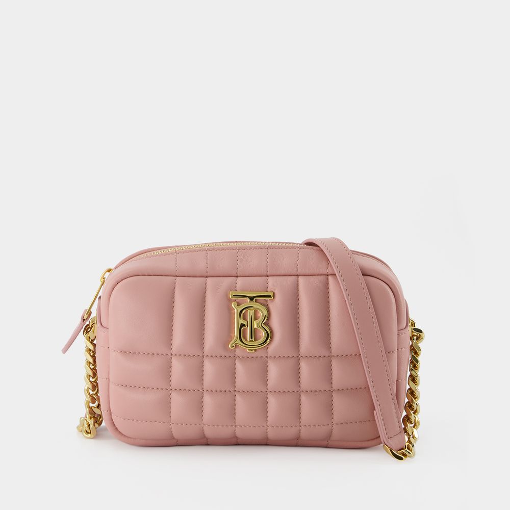 Burberry Mini Lola Quilted Leather Camera Bag In Pink