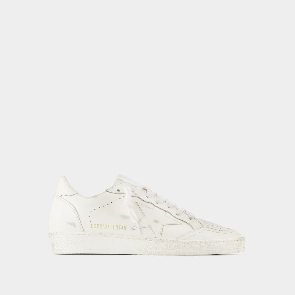 Shop Golden Goose Sneakers Ball Star -  - Cuir - Blanc Optique In White