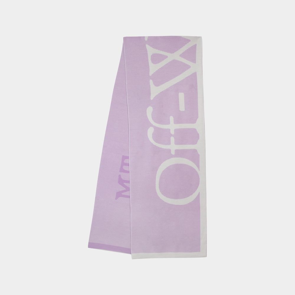 Off-white Echarpe Logo Pixel - Off White - Laine - Violet/blanc