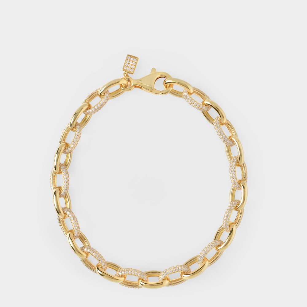 Bracelet Pave Link Chain en Doré