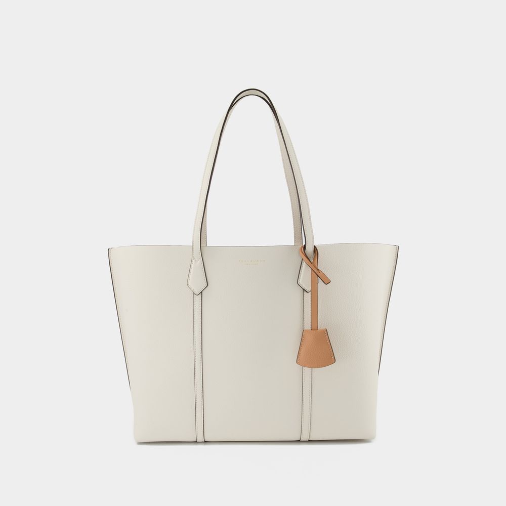 TORY BURCH PERRY TOTE BAG - TORY BURCH -  NEW IVORY - LEATHER