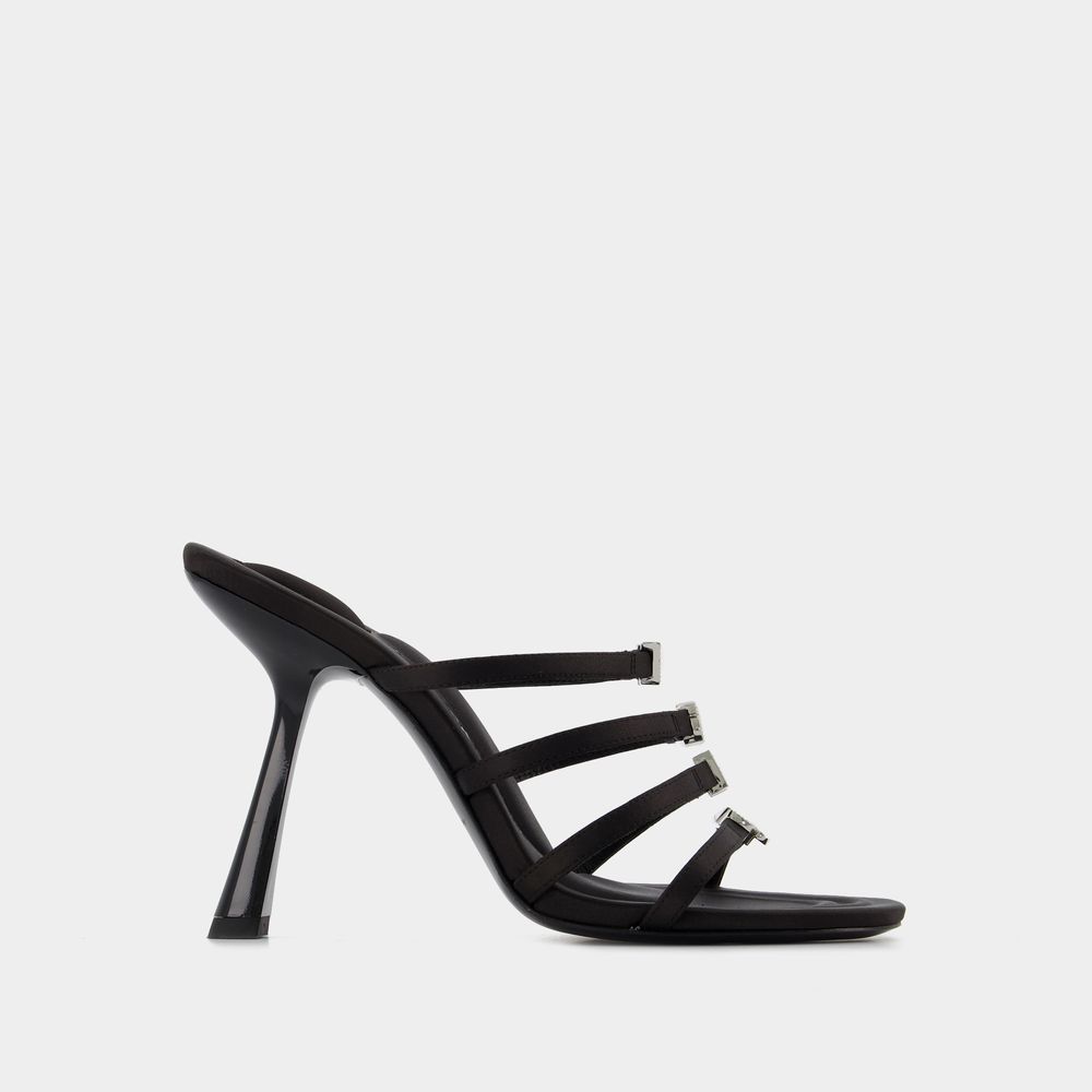 Alexander Wang ‘nala' Crystal Embellished Logo Satin Heeled Sandals In Black