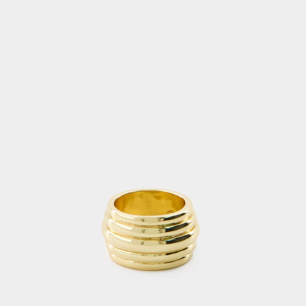 Shop Anine Bing Chunky Ribbed Ring   Gold Ring -  - 14k Gold Plated Brass - Gold