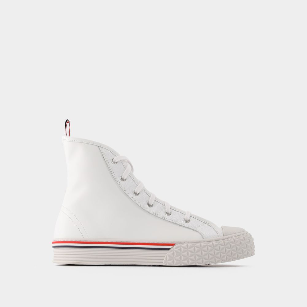 Shop Thom Browne Sneaker Collegiate High Top Aus Weissem Leder In White