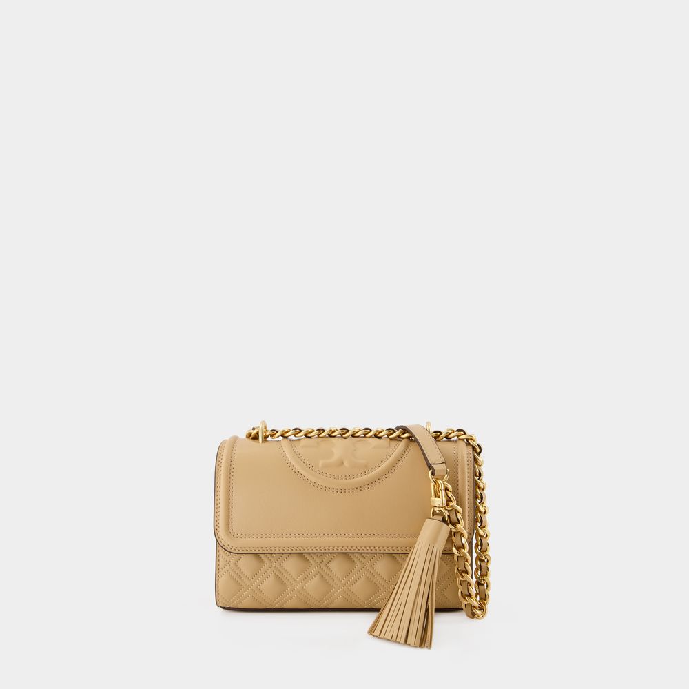 Shop Tory Burch Fleming Small Crossbody -  -  Desert Dune - Leather In Brown
