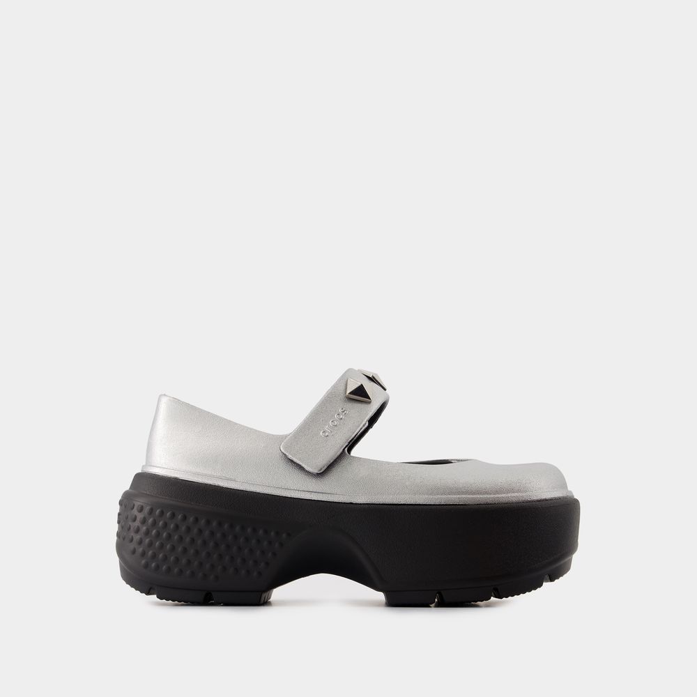 Crocs Stomp Mary Jane Ballerinas -  - Synthetic - Silver In Silver