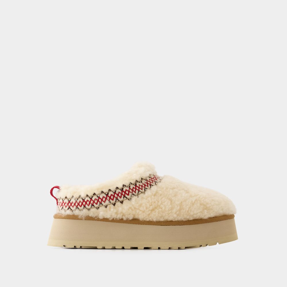 Ugg Tazz Shearling Braided Flatform Slippers In Beige/beige | ModeSens