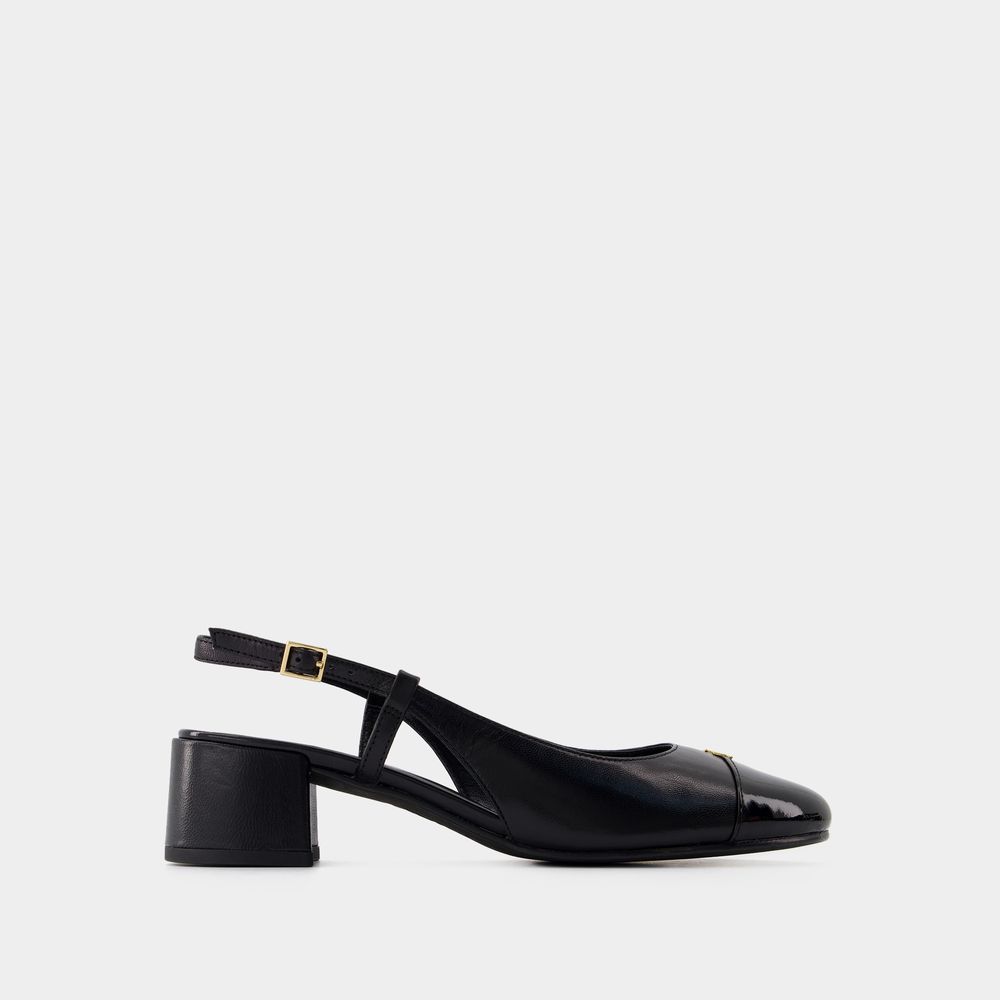 Tory Burch Leather Embellished Slingback Pumps 45 In Black