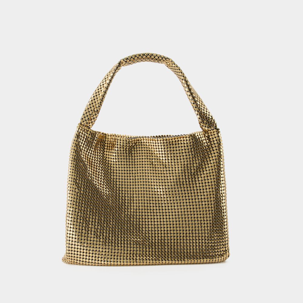 Shop Rabanne Pixel Tote Bag - Paco  - Aluminum - Gold