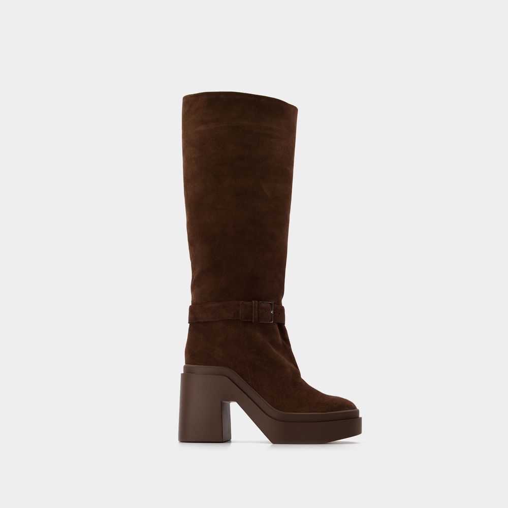 Clergerie Ninon 10 Suede Knee-high Boots In Brown