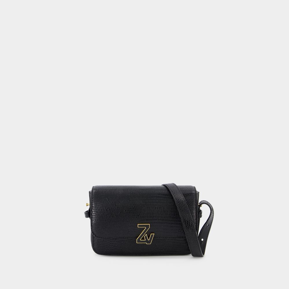 Shop Zadig & Voltaire Zv Le Mini Hobo Bag -  -  Black - Croc Embossed Leather