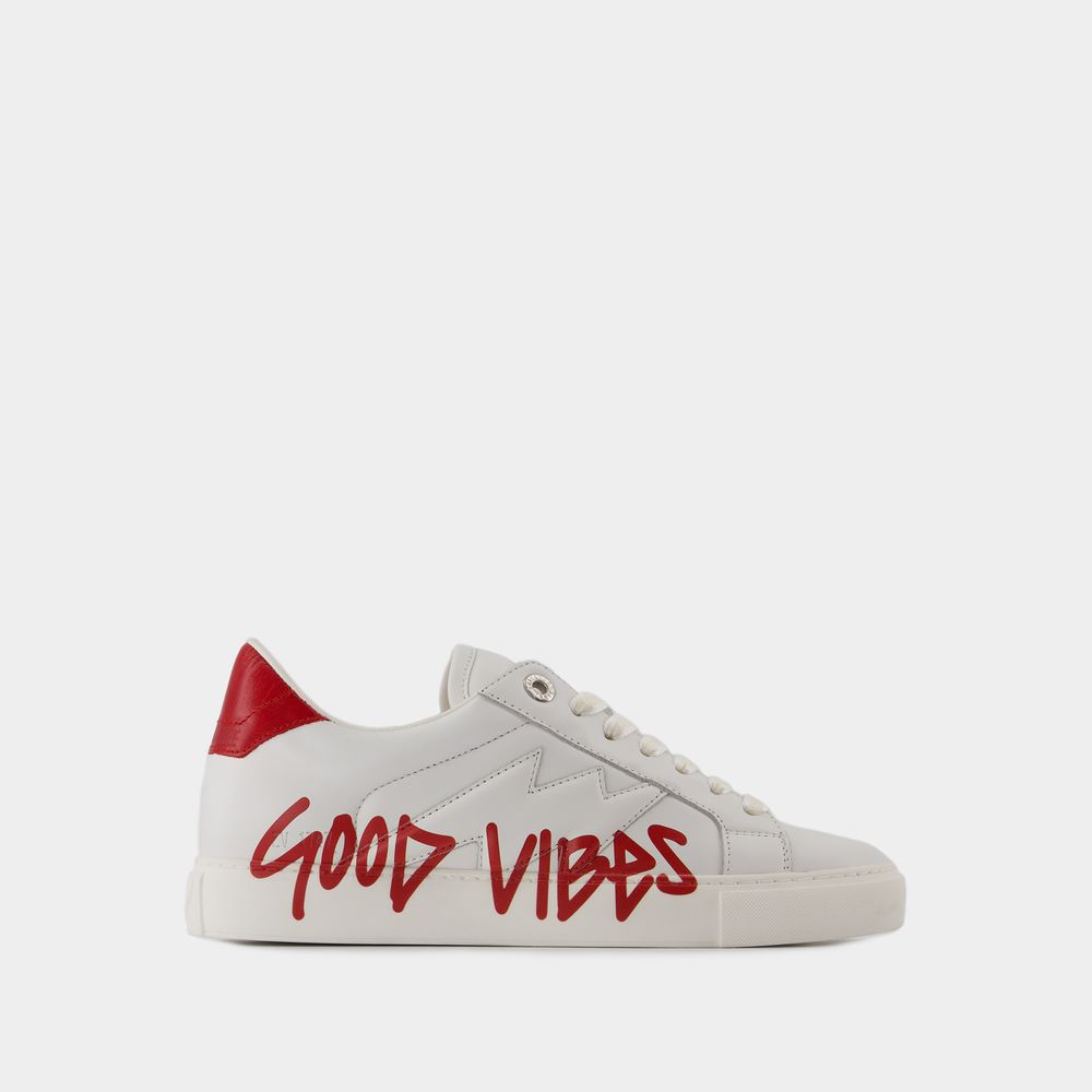 Shop Zadig & Voltaire Sneakers La Flash Good Vibes -  - Cuir - Blanc In White