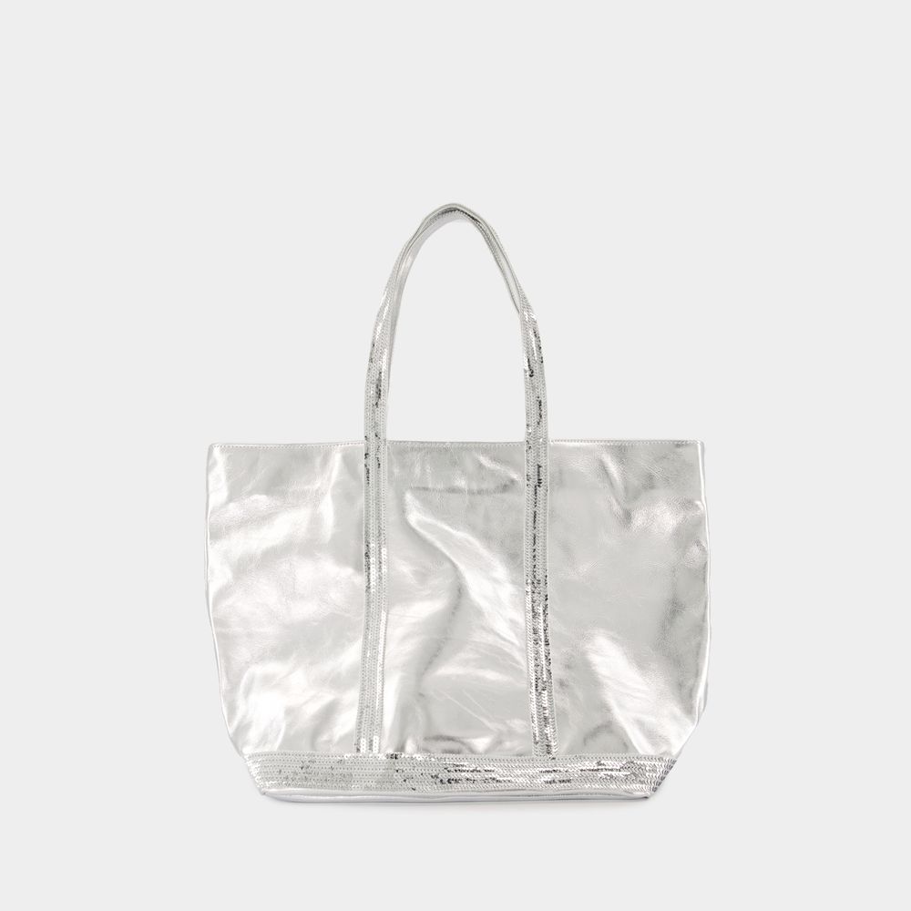 Shop Vanessa Bruno Cabas L Shopper Bag -  - Leather - Silver