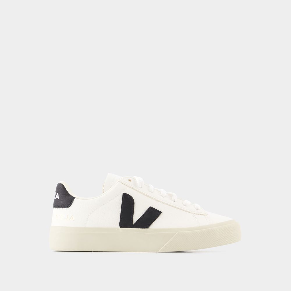 Shop Veja Campo Sneakers -  - Leather - White/black