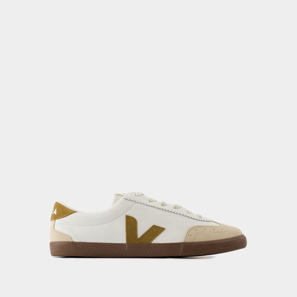 Veja Volley Mixed Leather Wing-tip Sneakers In White