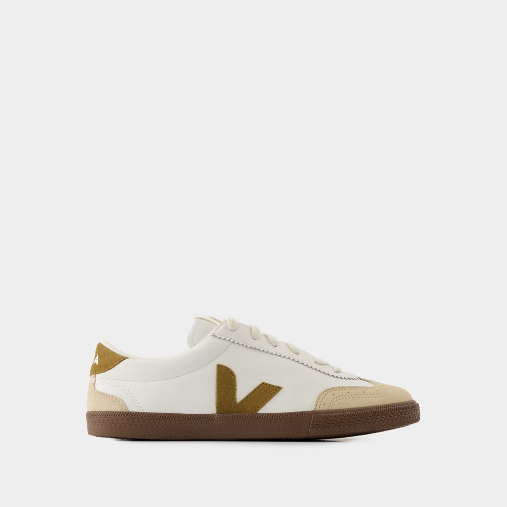 Veja Volley Mixed Leather Wing-tip Sneakers In White