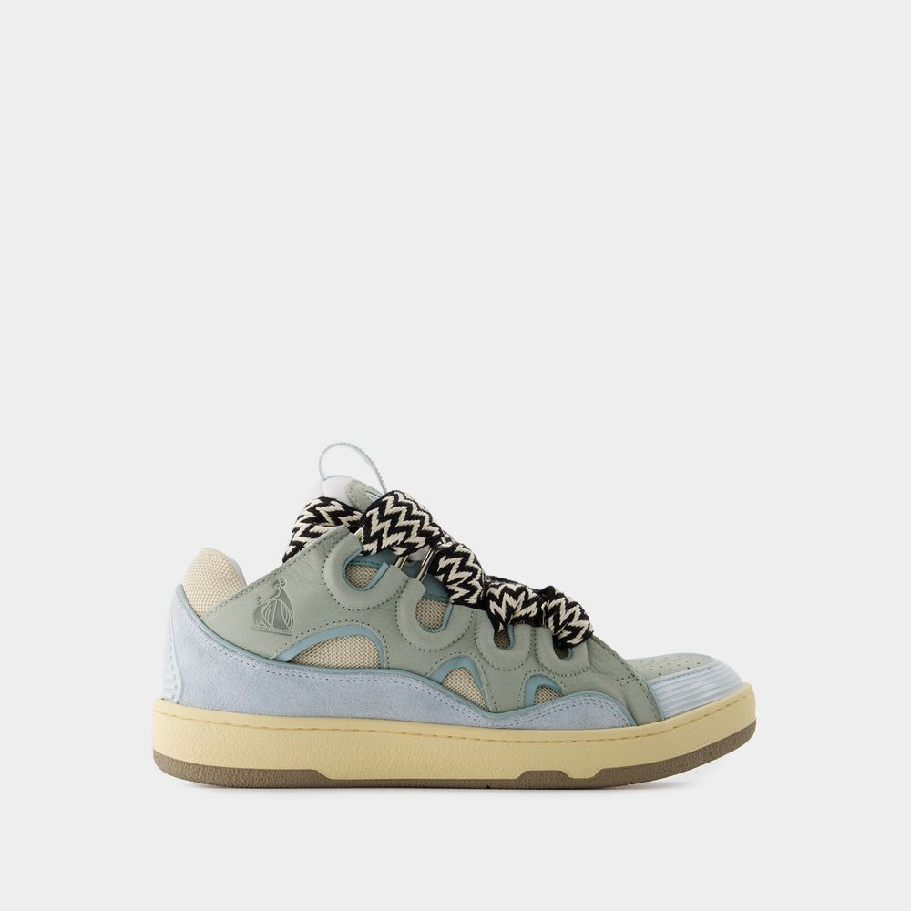 Shop Lanvin Sneakers Curb -  - Cuir - Bleu In Blue