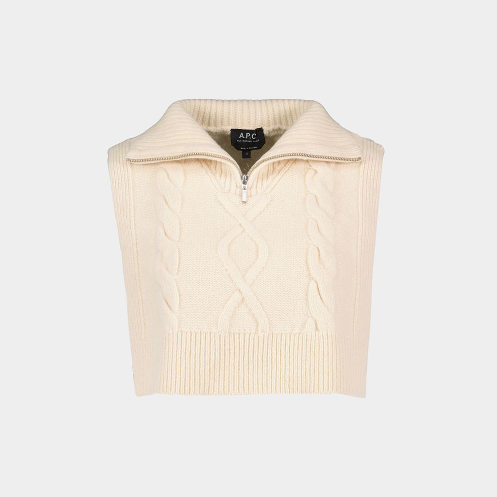 Apc Cable-knit Cropped Collar In Beige