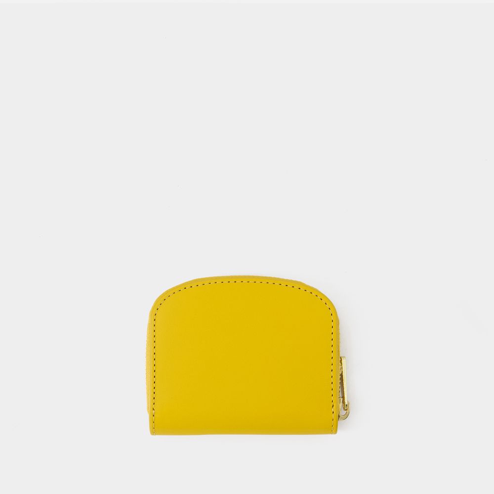 Shop Apc Demi Lune Mini Compact Change Purse - A.p.c - Leather - Yellow In Black