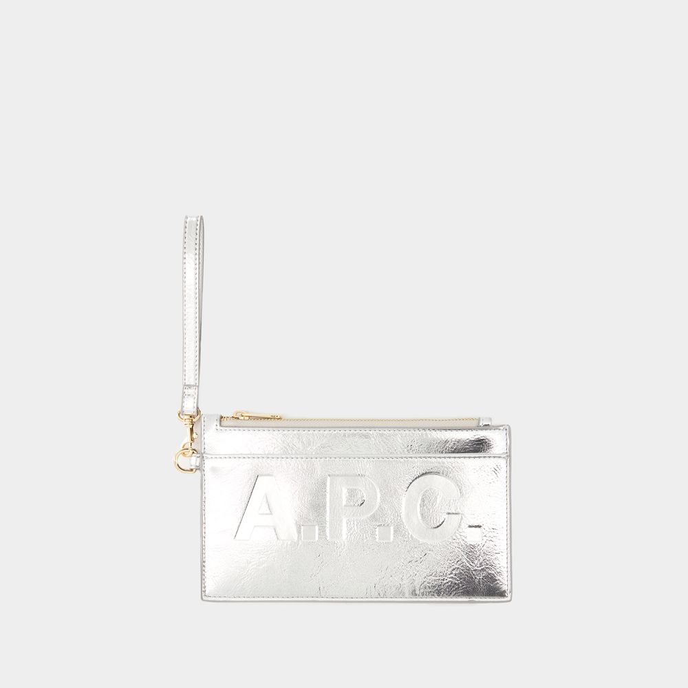 Shop Apc Market Clutche - A.p.c. - Synthetic - Silver