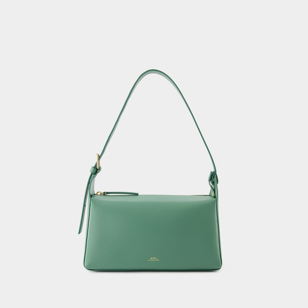 Shop Apc Virginie Baguette Shoulder Bag - A.p.c. - Leather - Jade In Green