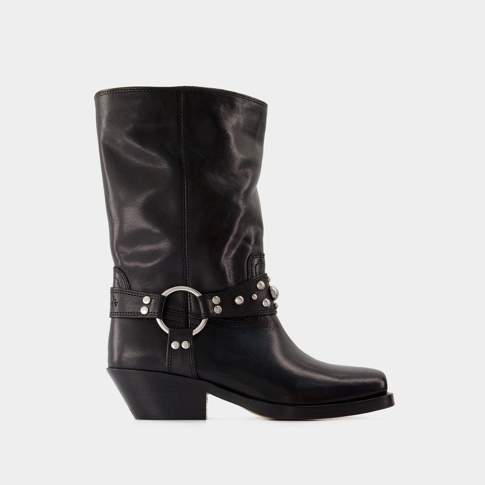 Shop Isabel Marant Bottes Antya -  - Cuir - Noir In Black