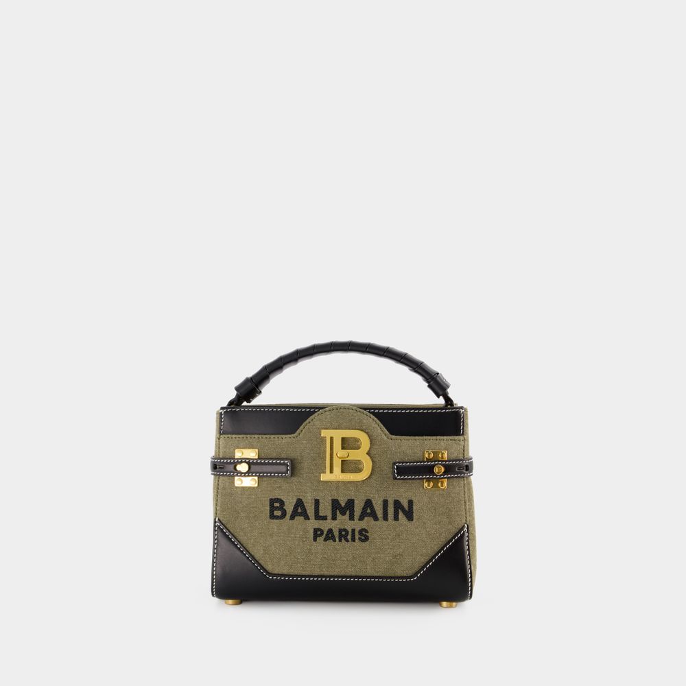 Shop Balmain Bbuzz 22 Crossbody Bag -  - Canvas - Khaki