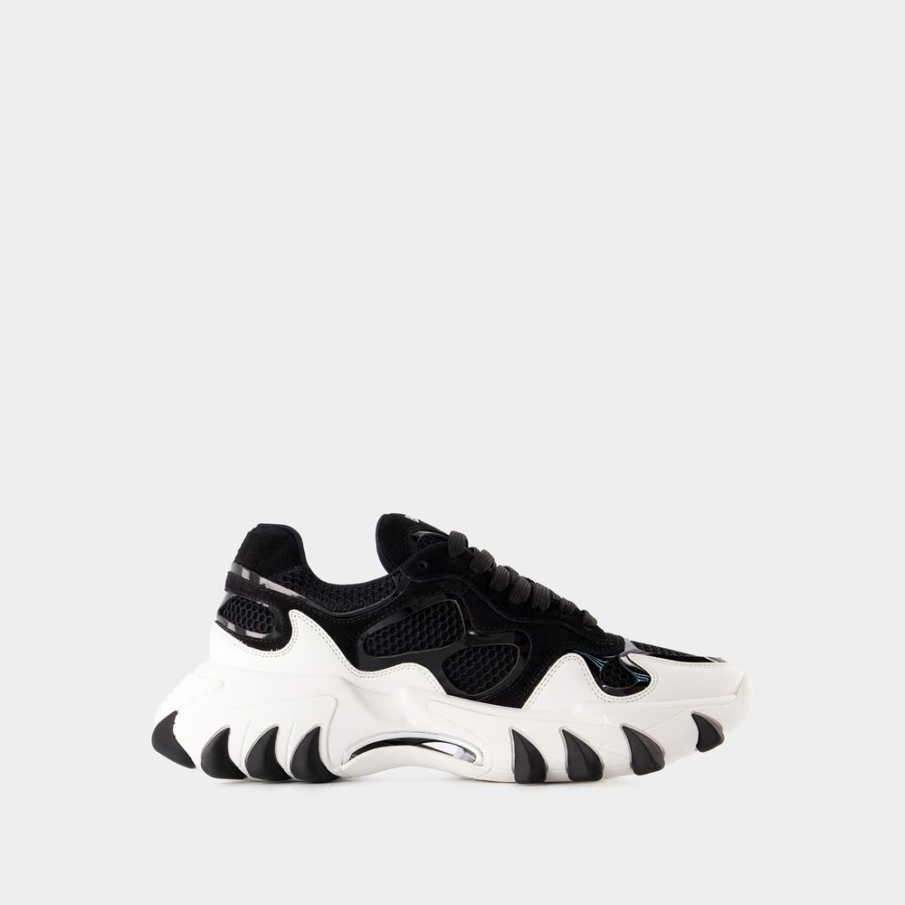 Shop Balmain B-east Sneakers -  - Leather - Black/ White