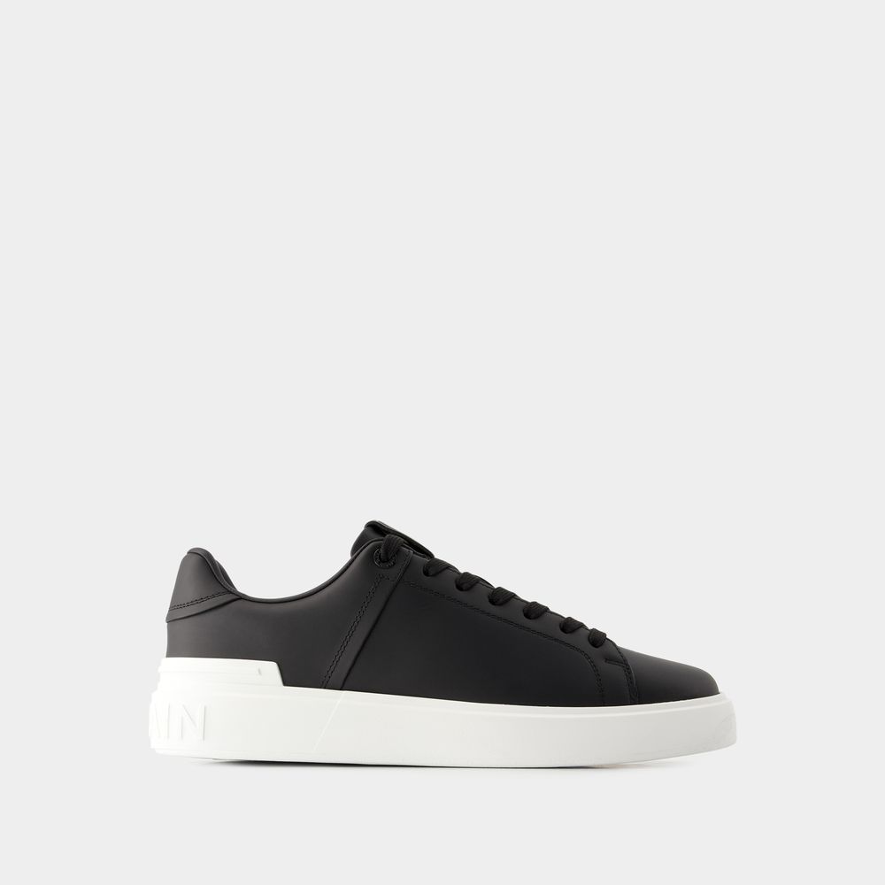 Shop Balmain B-court Sneakers -  - Leather - Black