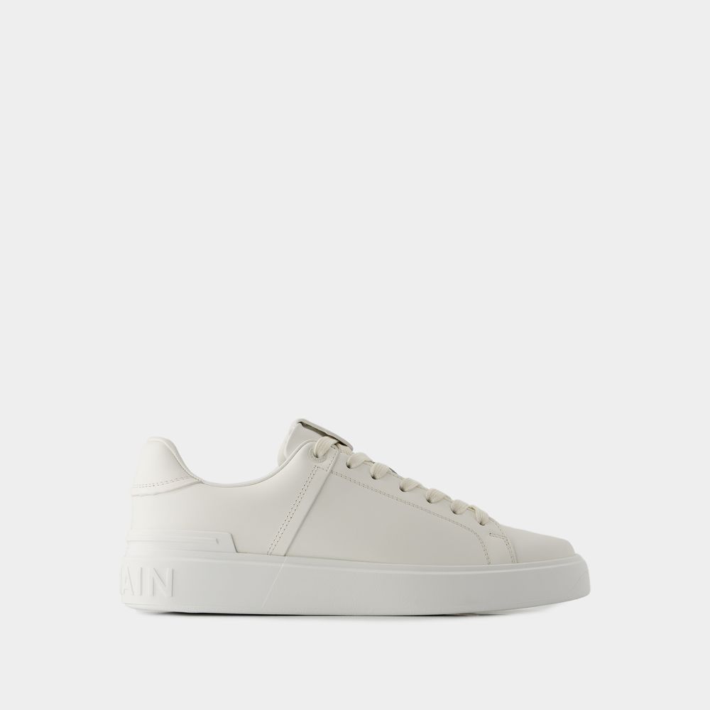 Shop Balmain B-court Sneakers -  - Leather - White