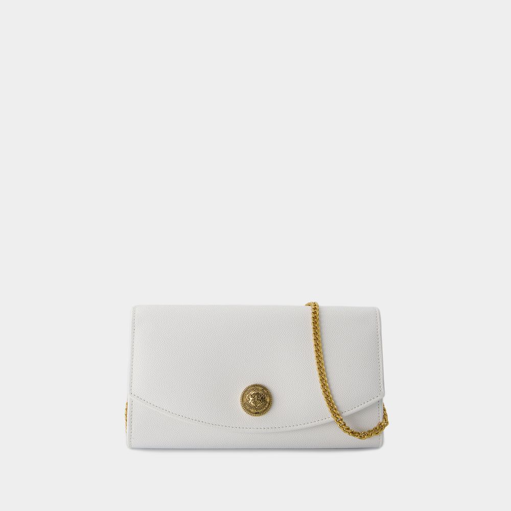 Shop Balmain Wallet On Chain Emblem -  - Leder - Weiss In White