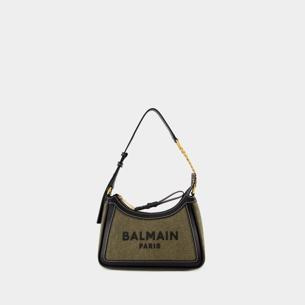 Shop Balmain B-army Shoulder Bag -  - Canvas - Khaki/black