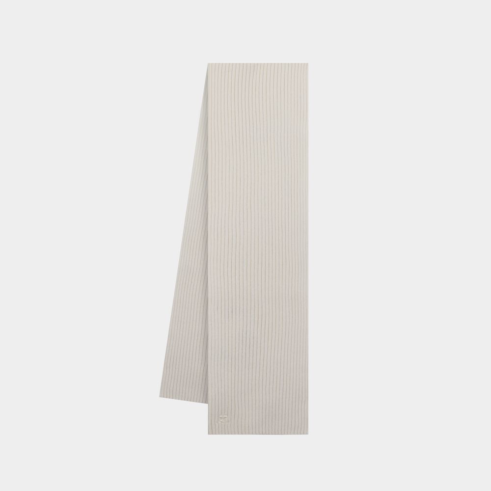 Shop Courrèges Ac Ribbed Scarf - Courreges - Wool - Neutral