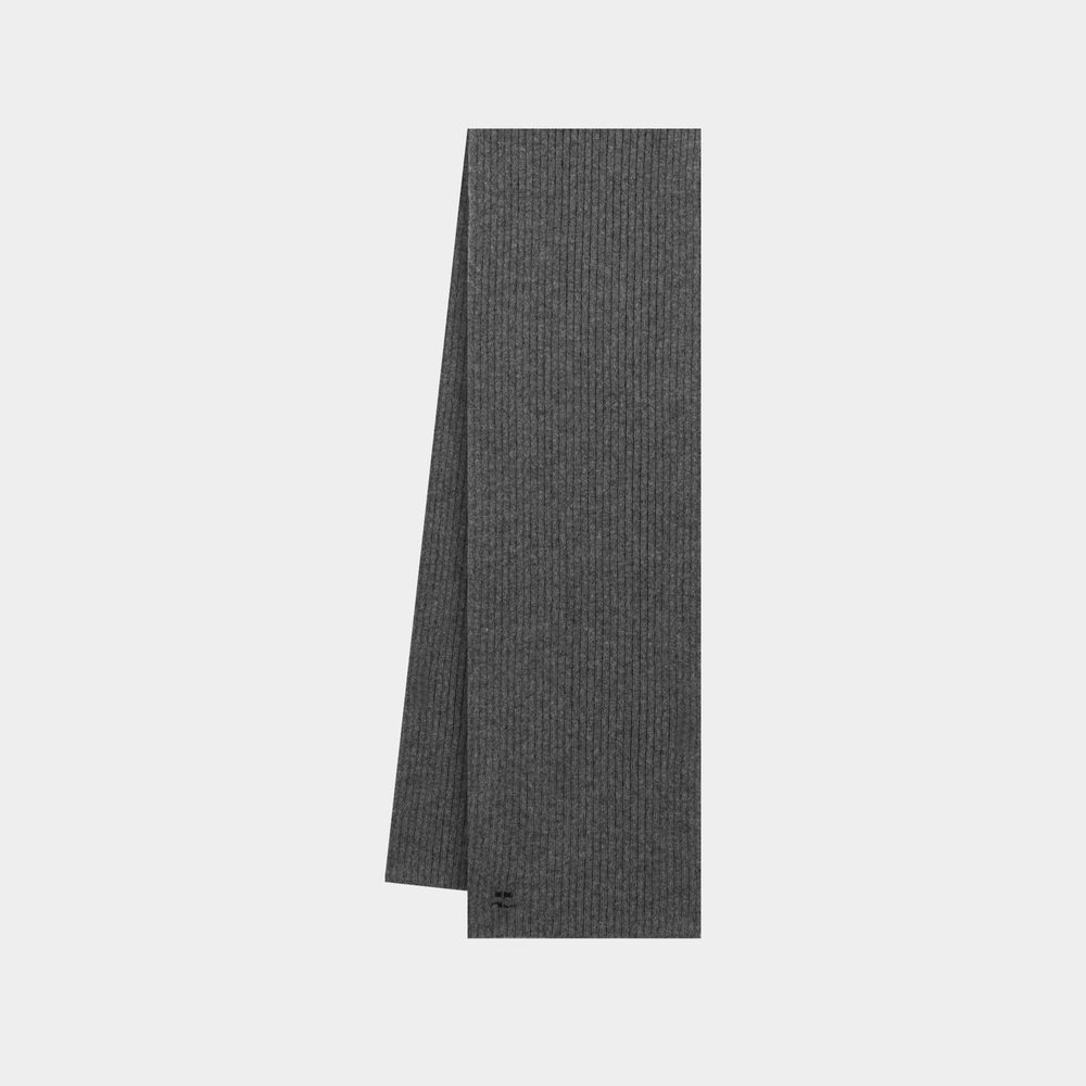 Shop Courrèges Ac Ribbed Scarf - Courreges - Wool - Grey