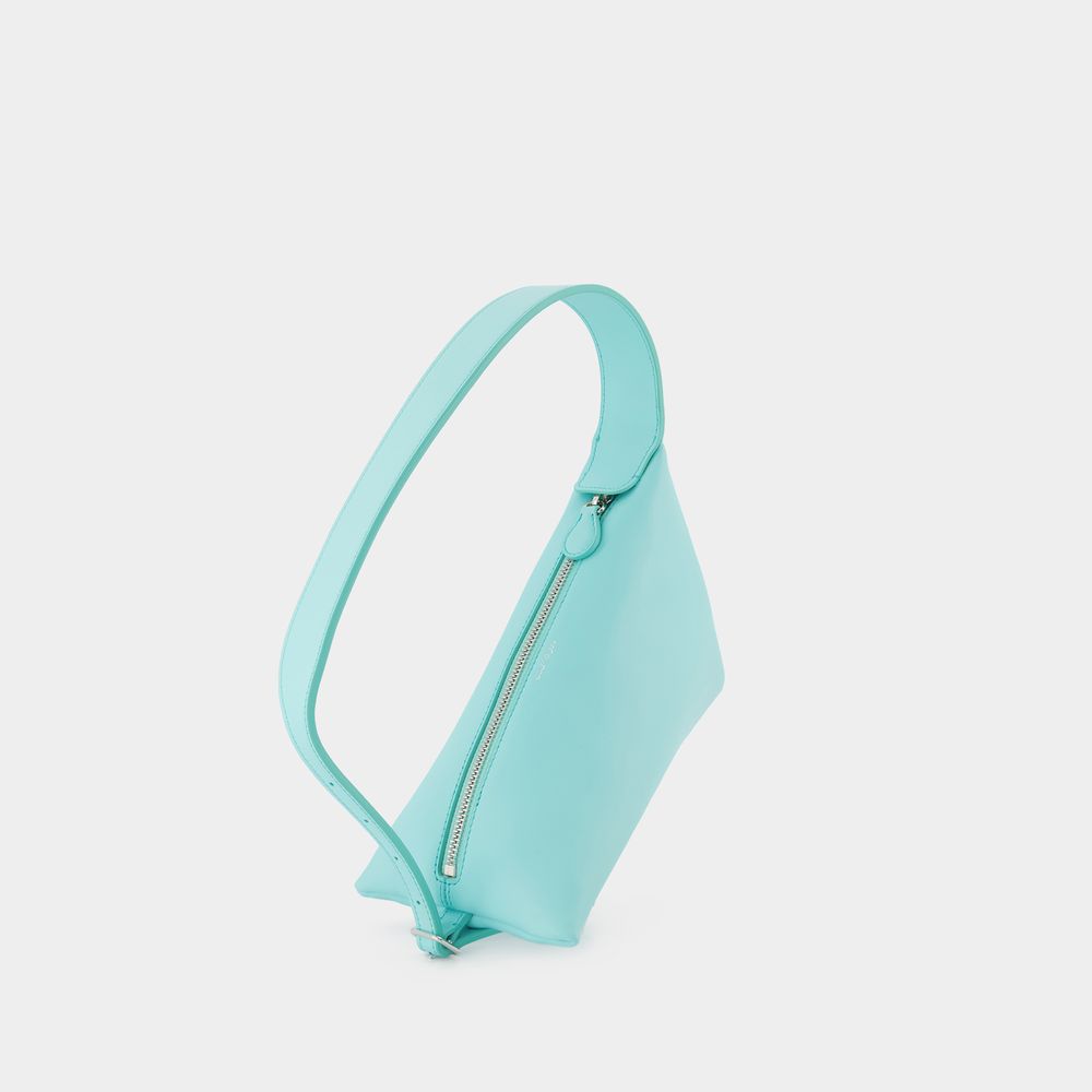 Courrèges Hand Bag In Cyan Leather In Blue