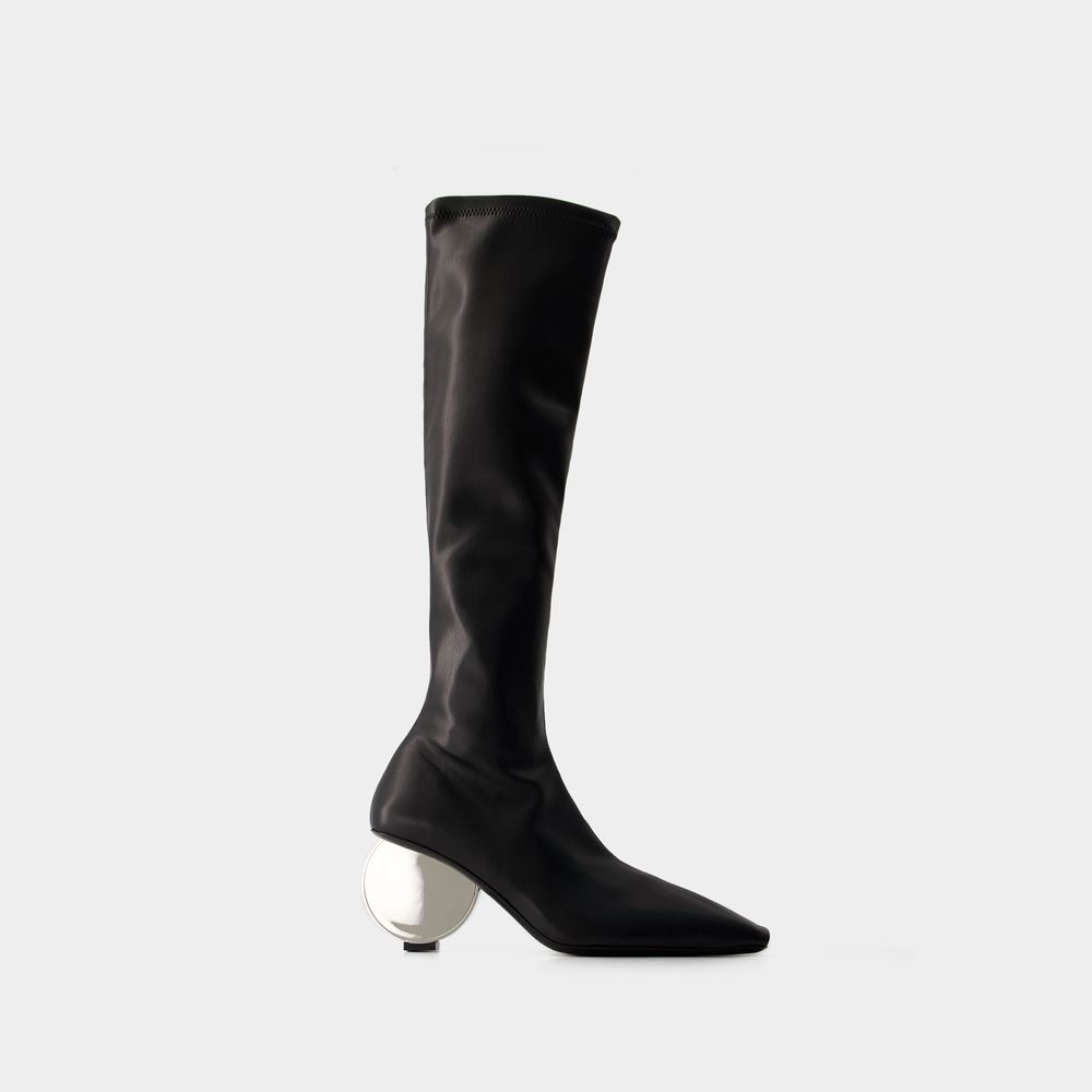 Shop Courrèges Circle Boots - Courreges - Synthetic Leather - Black