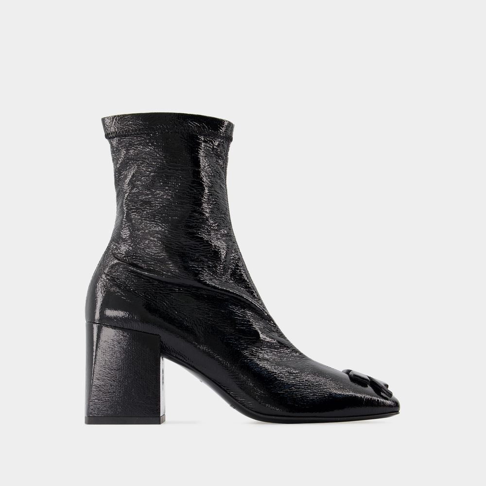 Courrèges Block Heel Ankle Boots With Crease Effect In Black