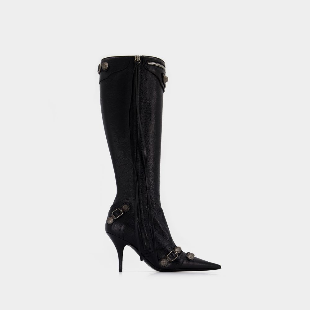 Shop Balenciaga Cagole H90 Boots -  - Leather - Black